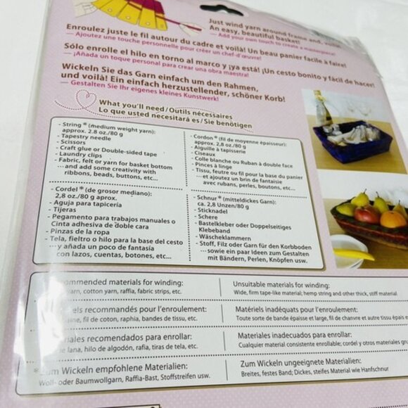 Basket Frames Kit 8427 2 Cardboard Sets Craft Use Yarn Raffia Fabric Strips NEW! - Picture 5 of 8